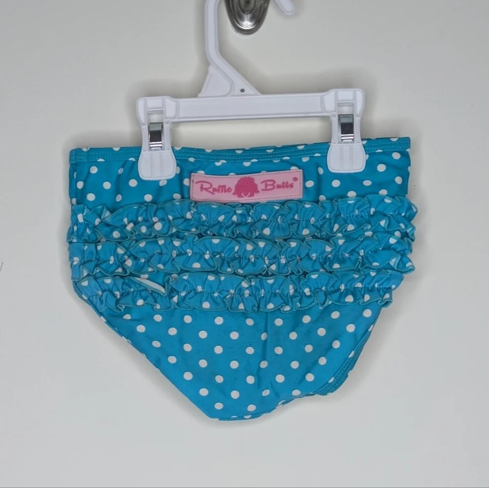 Ruffle Butts Turquoise Polka Dot 2 Piece Bathing Suit 2T